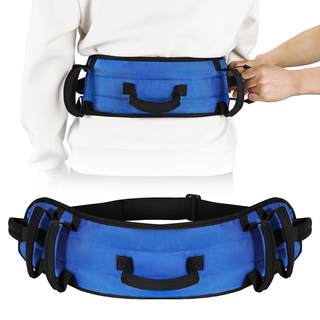 Gait Belt for Senior with 7 Handles, 59" Anti-Slip Gate Belts Medical for Eld...