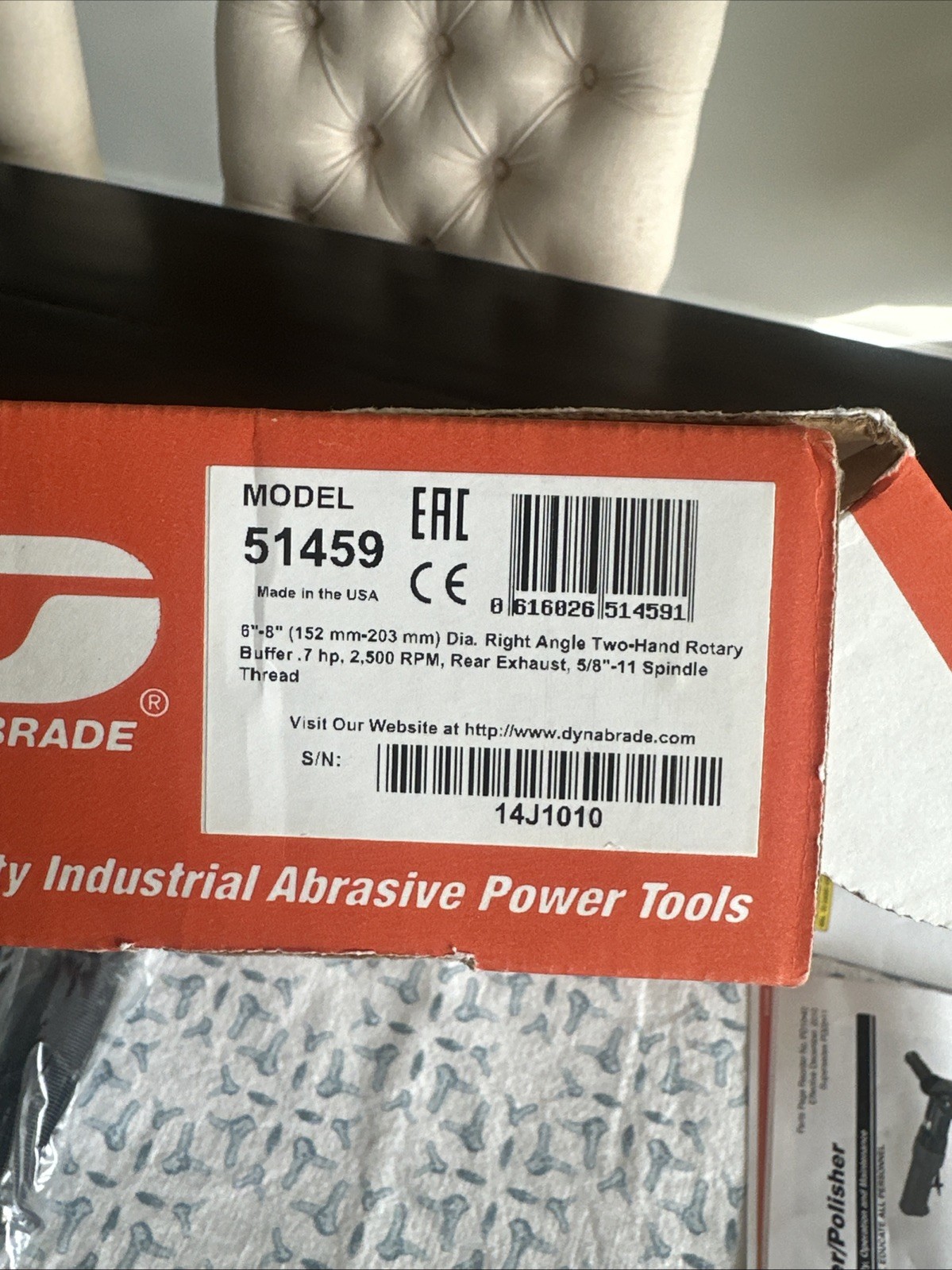 Dynabrade Model 51459 8” Buffer / Polisher - 2,500 RPM