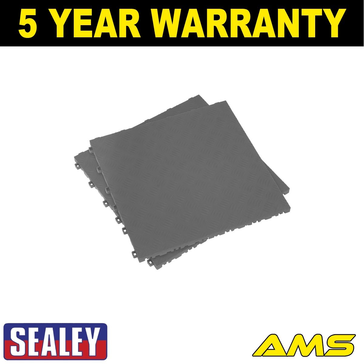 Sealey Polypropylene Floor Tile 400 x 400mm Grey Treadplate Pack of 9 FT3G