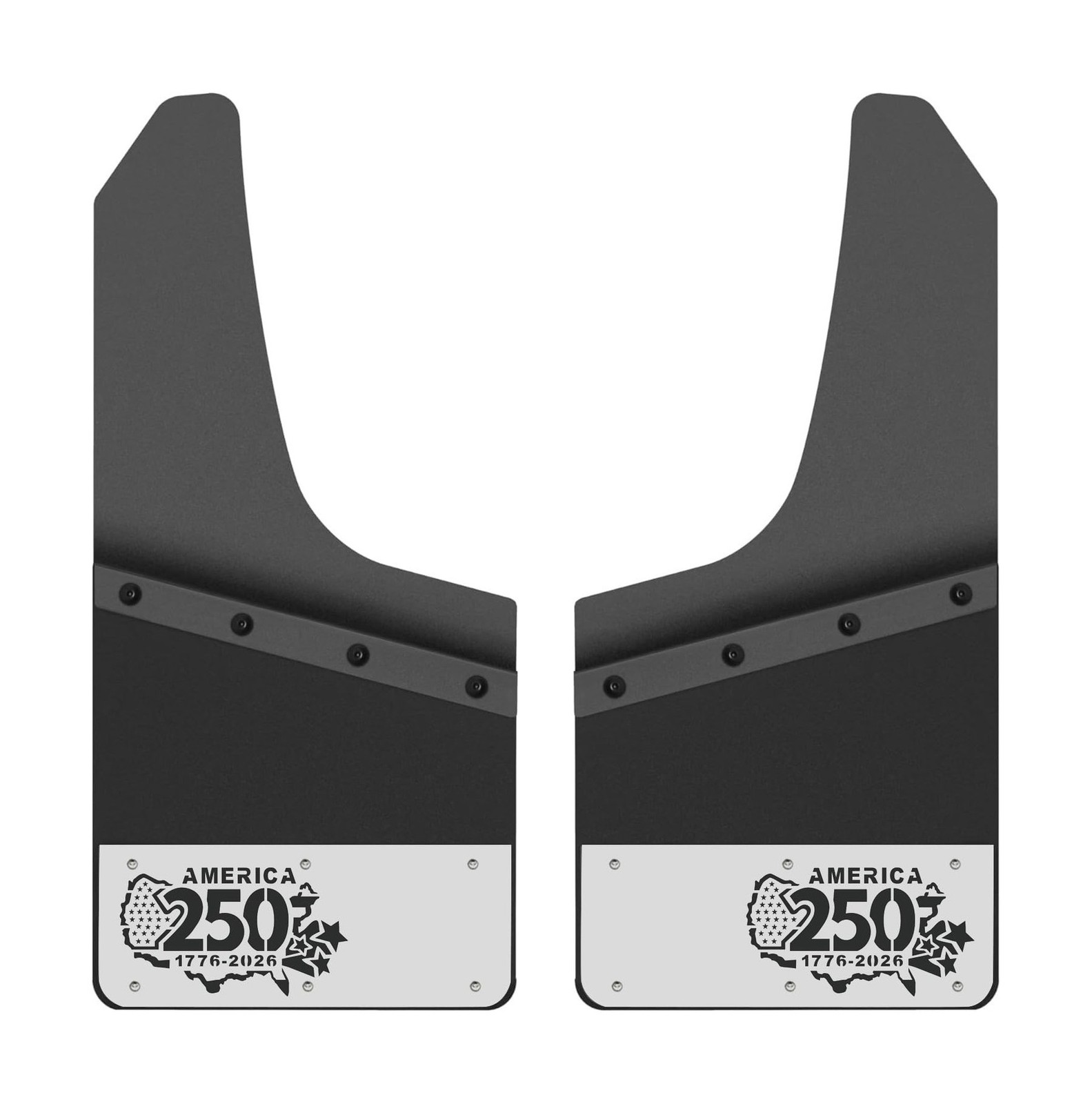 LIBRA Kick Back Mud Flaps 12" Wide Heavy Duty Rubber Stainless Steel Universa...