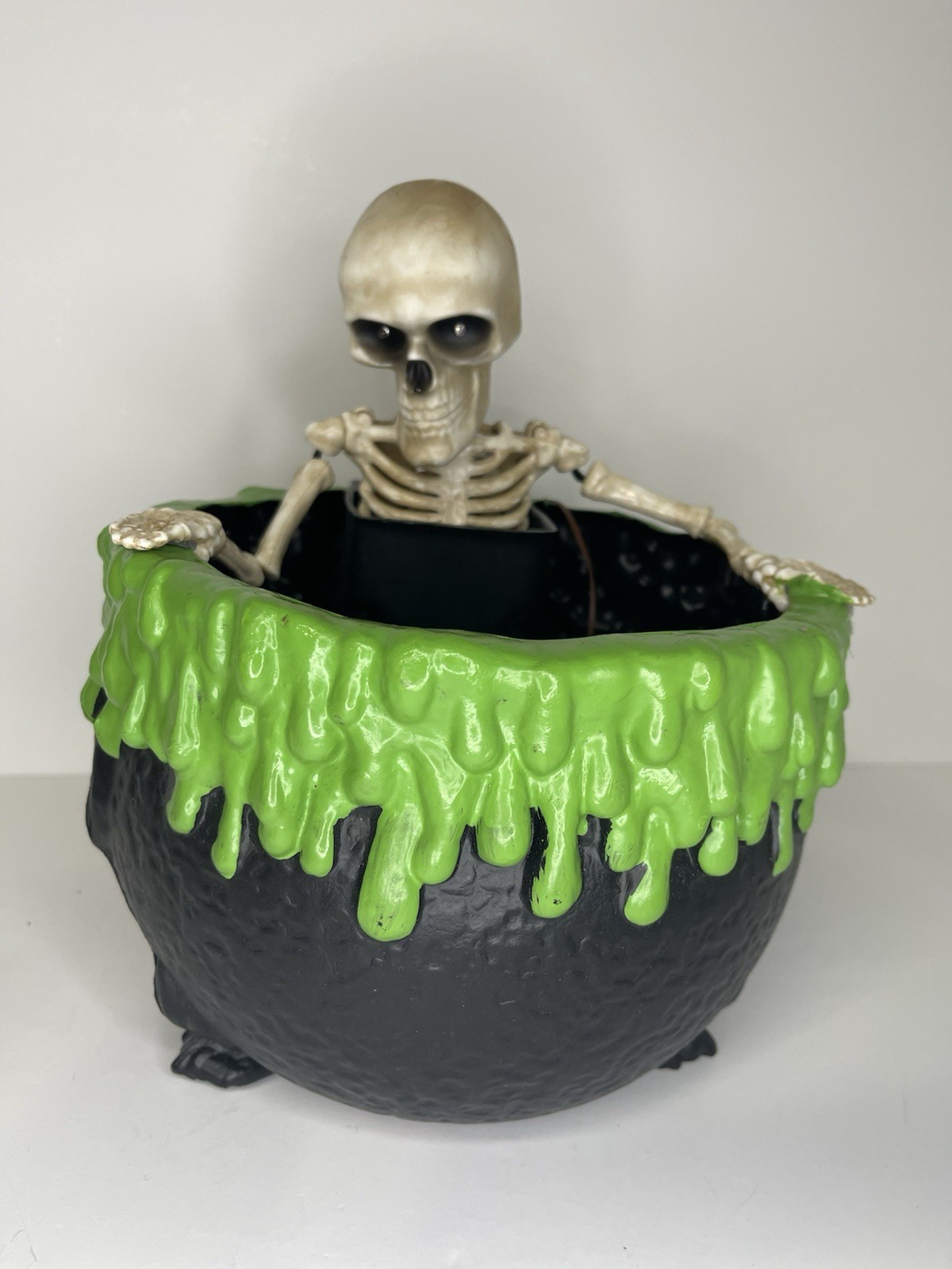 Gemmy Halloween Animated Skeleton Cauldron Candy Bowl