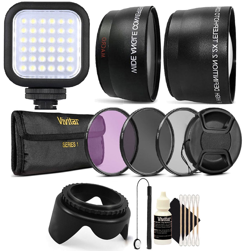 58MM Lens Filter Accessory Kit + LED Light for CANON EOS 750D 760D 650D 600D