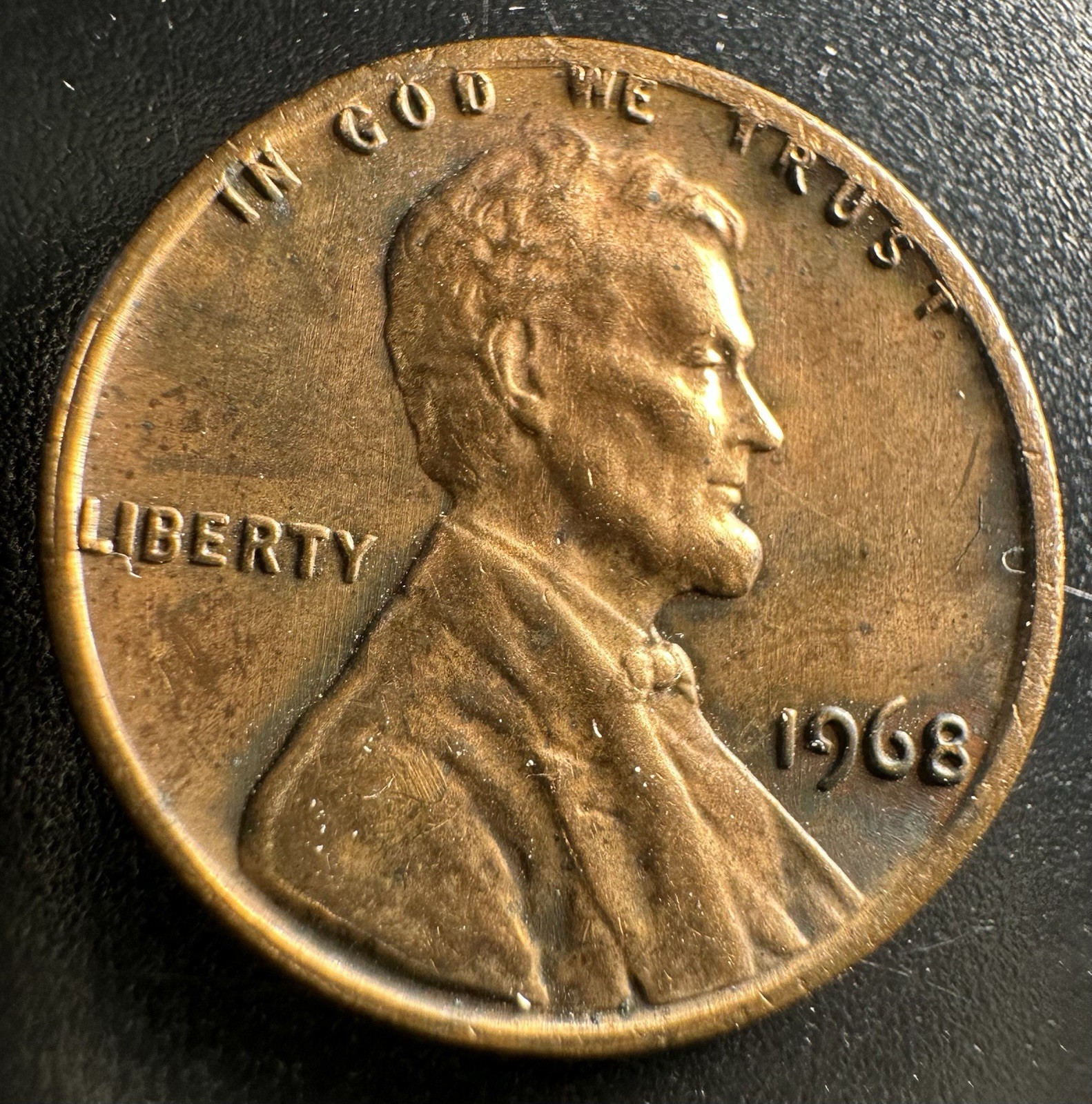 1968-P Struck Out Of Collar  Error  Lincoln Memorial Cent A-884