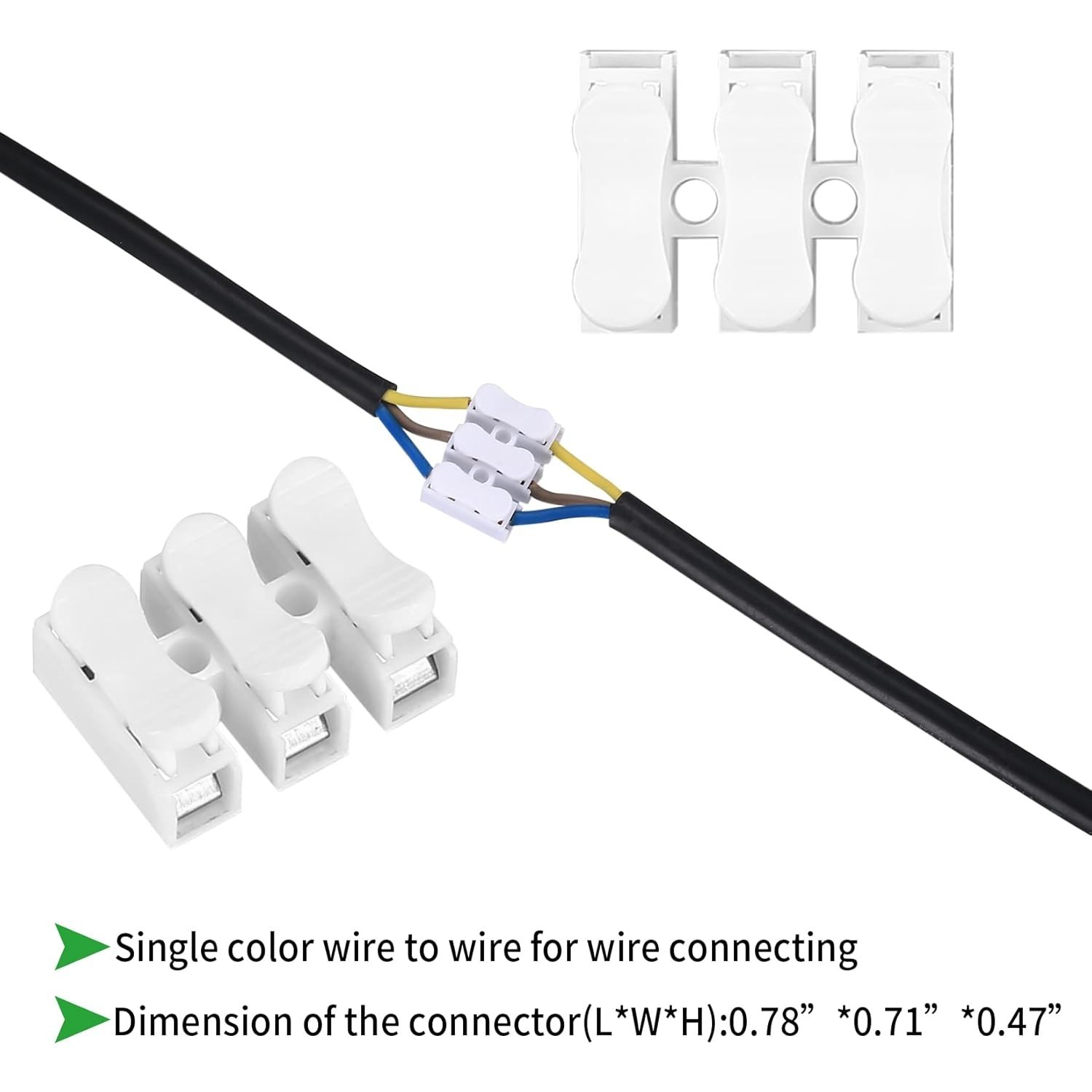 65PCS Spring Wire Connectors 2 Pin Push-In Quick Terminal Block Cable Clamp