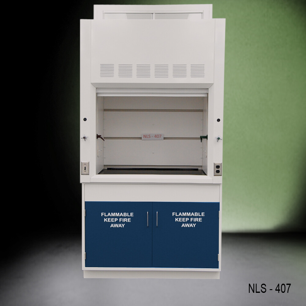 Fisher American 4' Laboratory Fume Hood w/ Blue Flammable Storage / E2-089