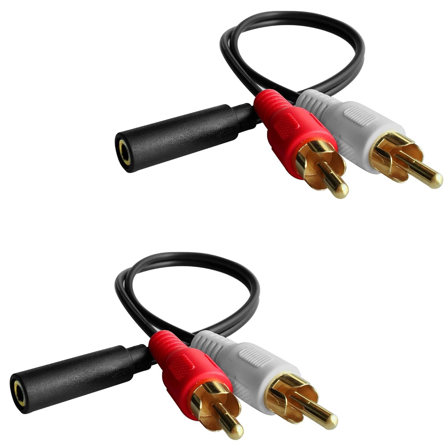 3.5mm Female to 2 RCA Male Y Splitter Audio Cable Stereo Adapter 8" (2 Pack)