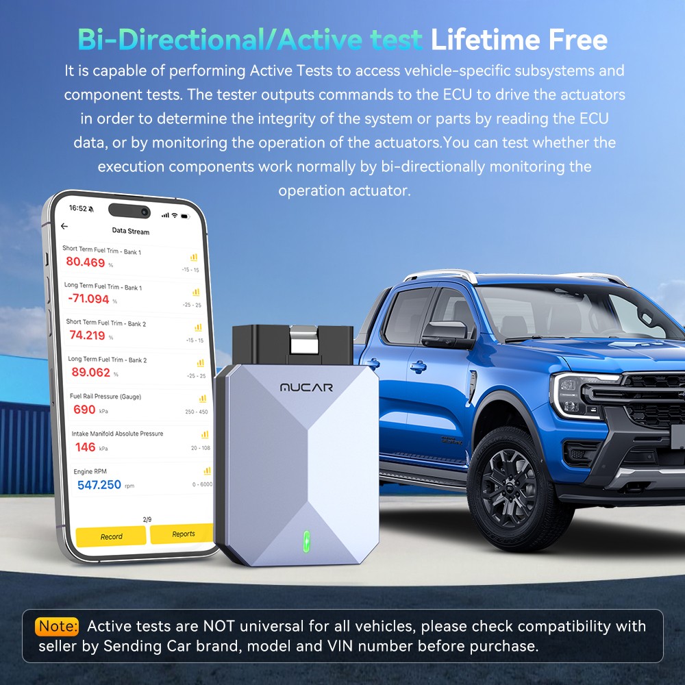 BT200MAX Bluetooth OBD2 Scanner with 16-Pin Extender 15 Resets OBD2 Diagnostic