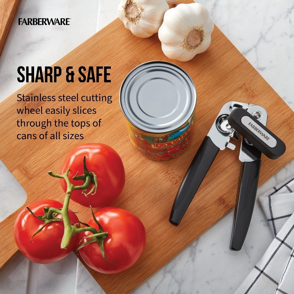 Portable Stainless Steel Can Opener with Black Handle