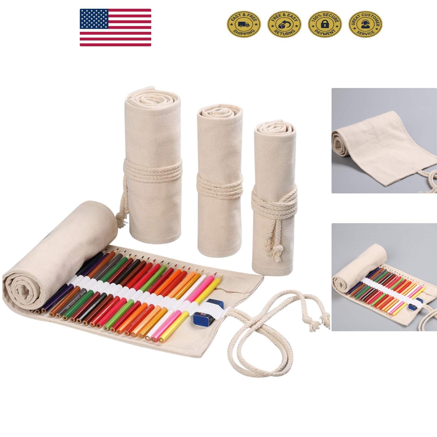 Elegant Floral 48 Slot Colored Pencil Wrap - Organize and Transport with Ease