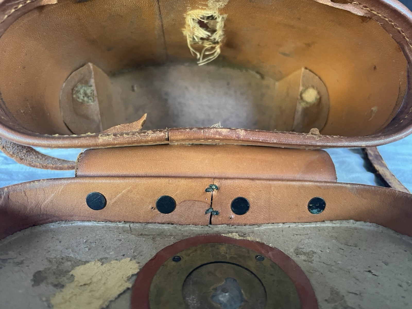 Vintage Leather Binocular Case With Compass