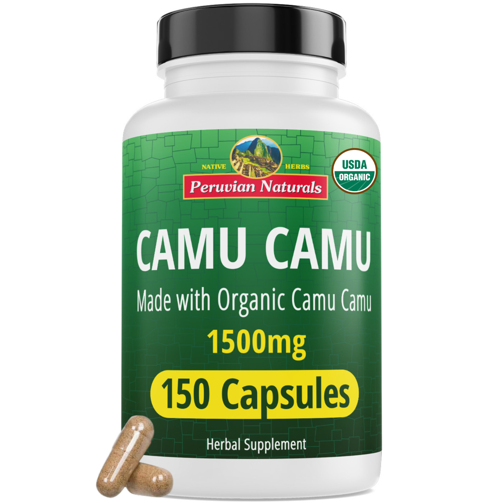 Organic Camu Camu Capsules - 150 Vegan Pills Raw Berry Supplement  from Peru