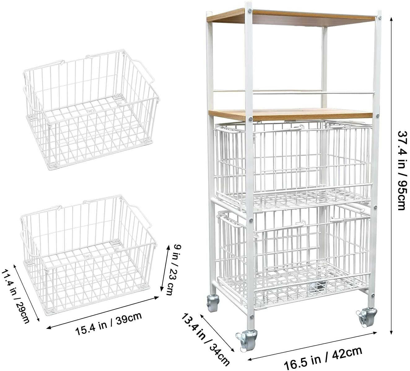 Kitchen Trolley Cart 4 Tiers Storage Rack Trolley Rolling Cart with 4 Wheels