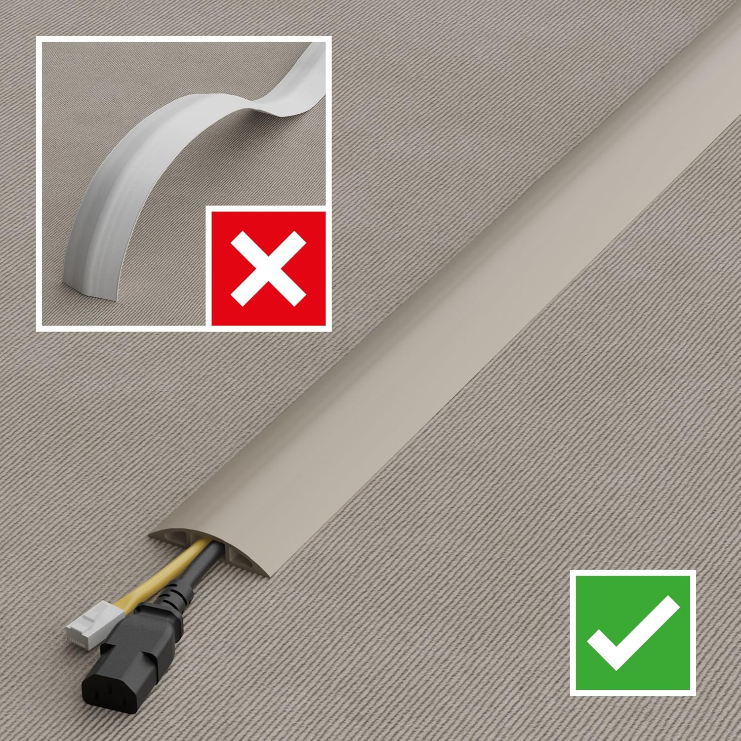 6Ft Floor Cord Cover, Cable Protector, Hide Extension Cords, Protect