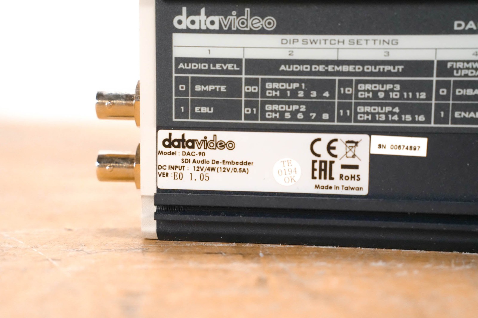 Datavideo DAC-90 SDI Audio De-Embedding Box CG01RFZ