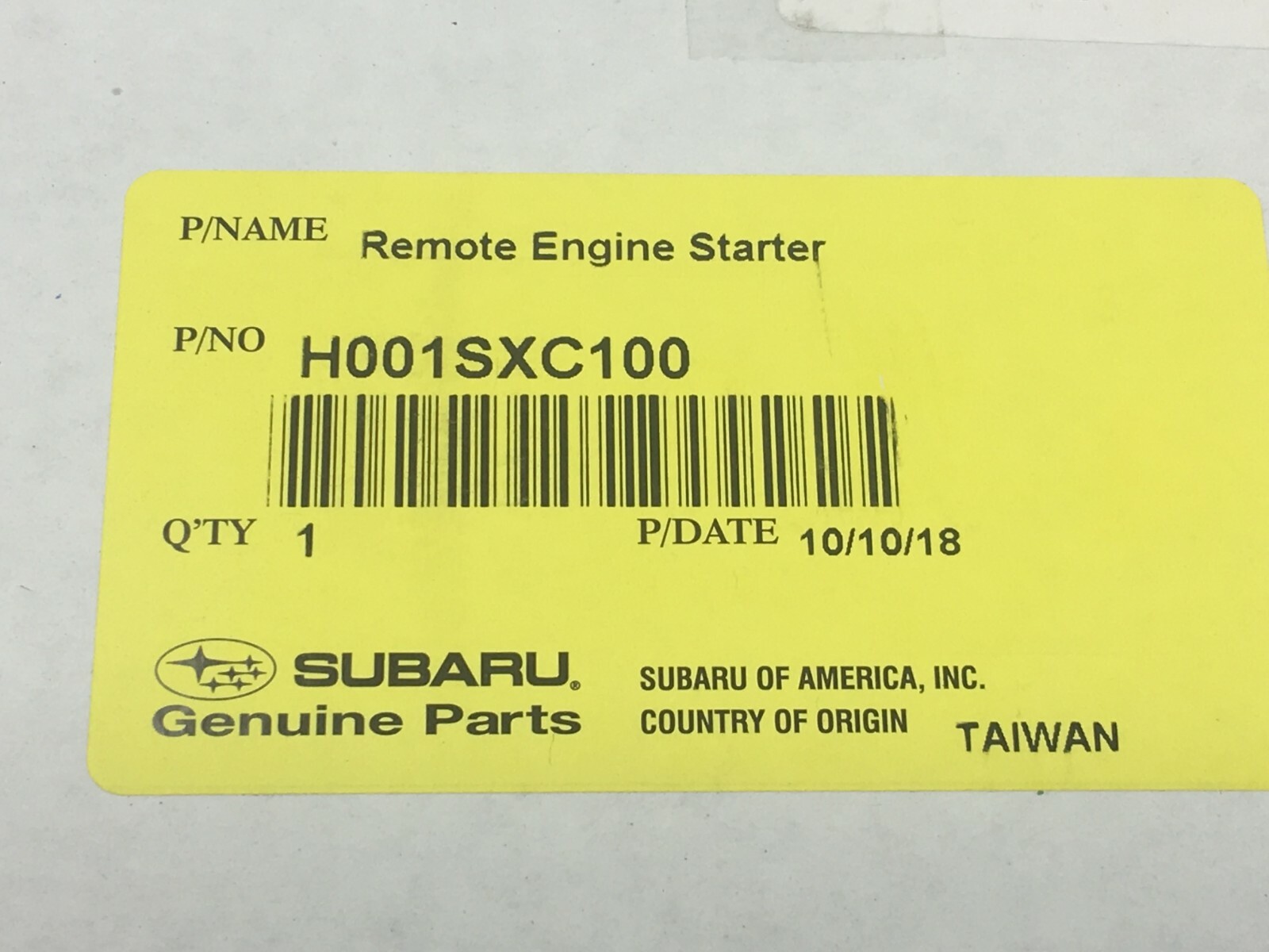 2019- 2022 Subaru Ascent Remote Engine Starter Key Start Kit H001SXC100 OEM NEW