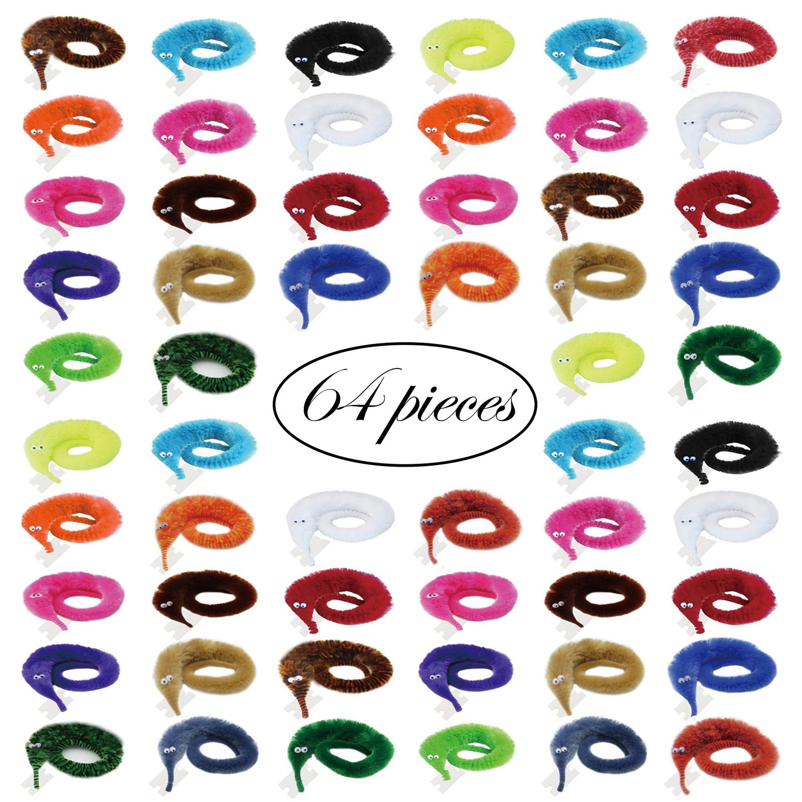 64 Pcs Worm on a Invisible String Worms Carnival Party Favors for Kids Birthd...