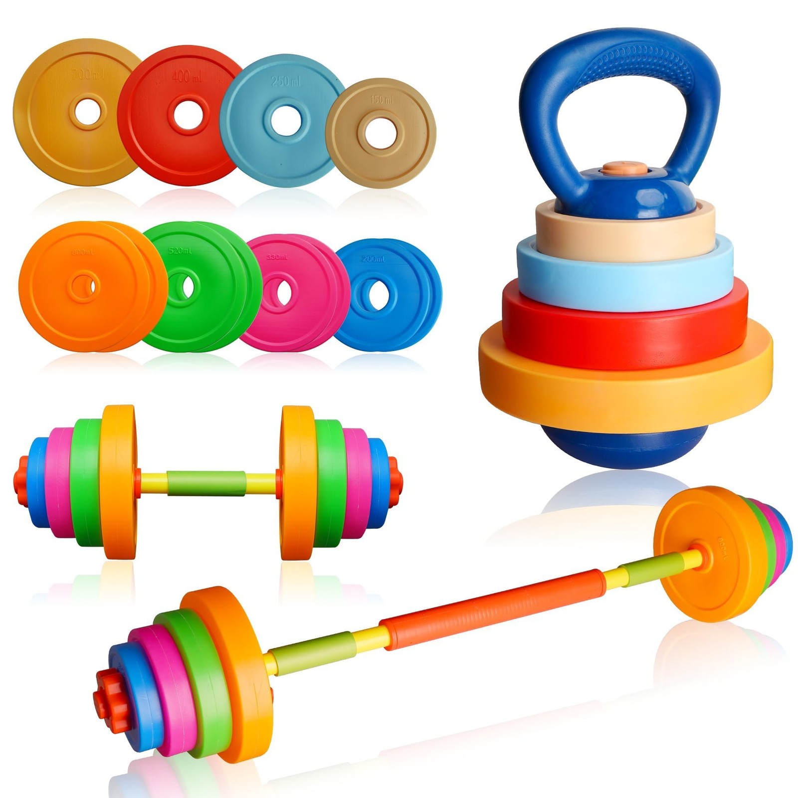 Weight Set Adjustable Workout Equipment Barbell Dumbbell Kettlebell for Prete...
