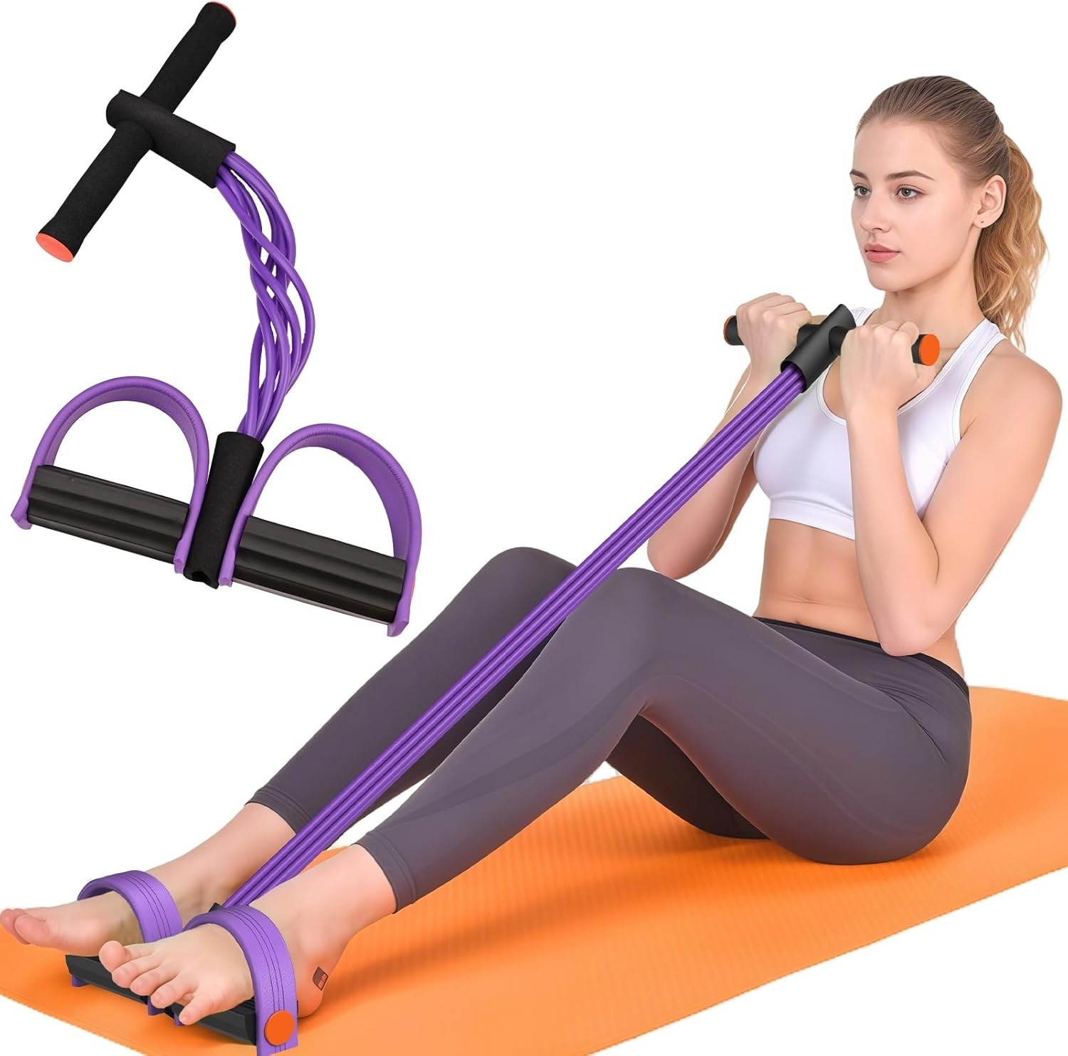 Resistance Bands with Handles, 6-Tube Elastic Foot Pedal Resistance Band, Natura