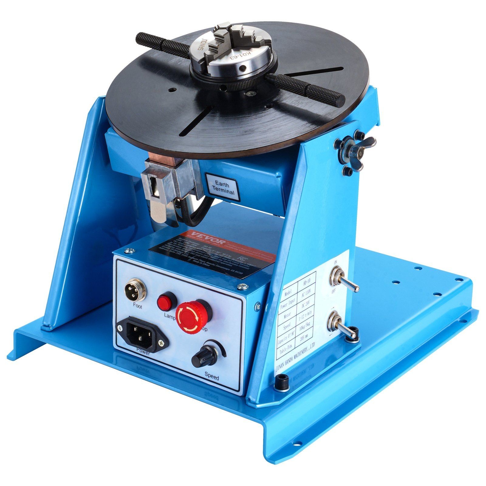10KG Portable Rotary Welding Positioner 0-90°Positioning Turntable Table 1-12RPM