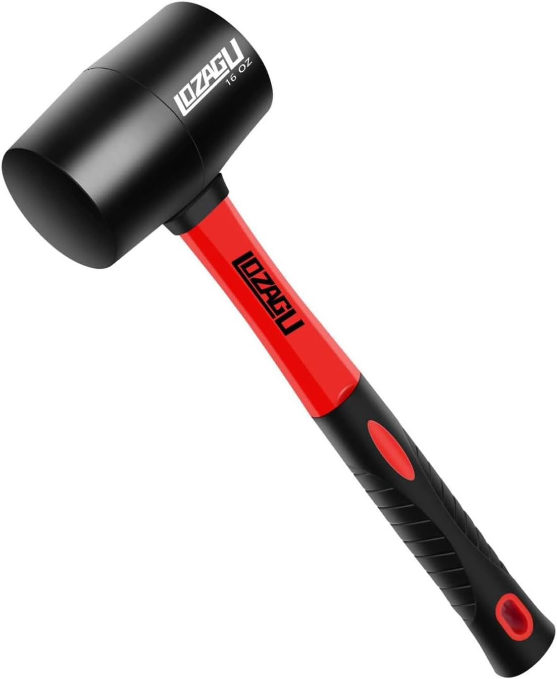 16oz Rubber Mallet Hammer, Fiberglass Handle, Soft Face Mallet
