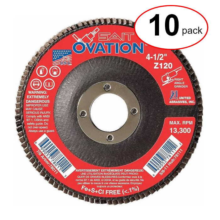 Sait 78009 - 4-1/2" X 7/8" Ovation Flap Disc 80G -  (10Pack)