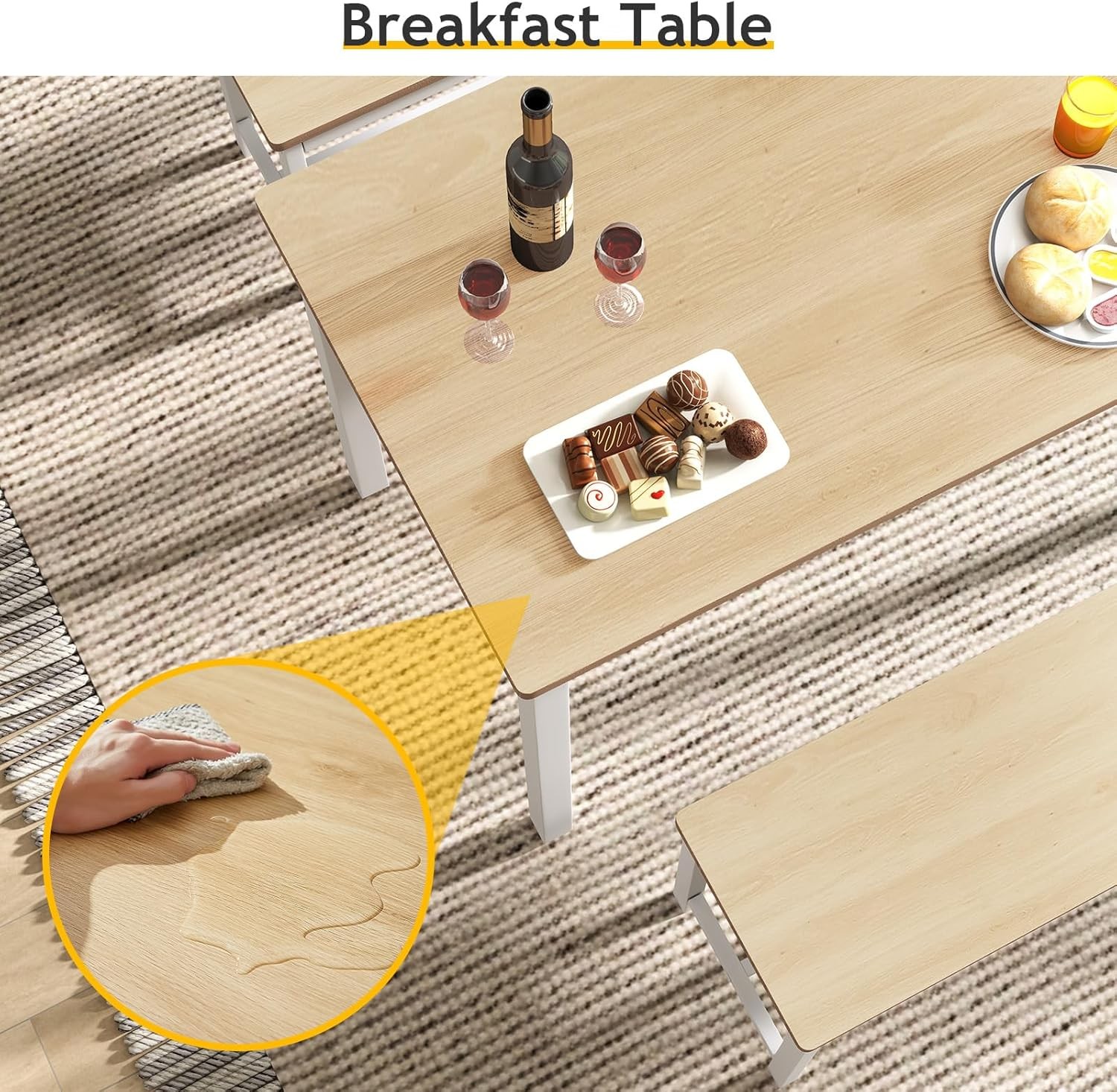 43" Dining Room Table Chairs Set 4 Modern Space Saving Kitchen Table W/ 2
