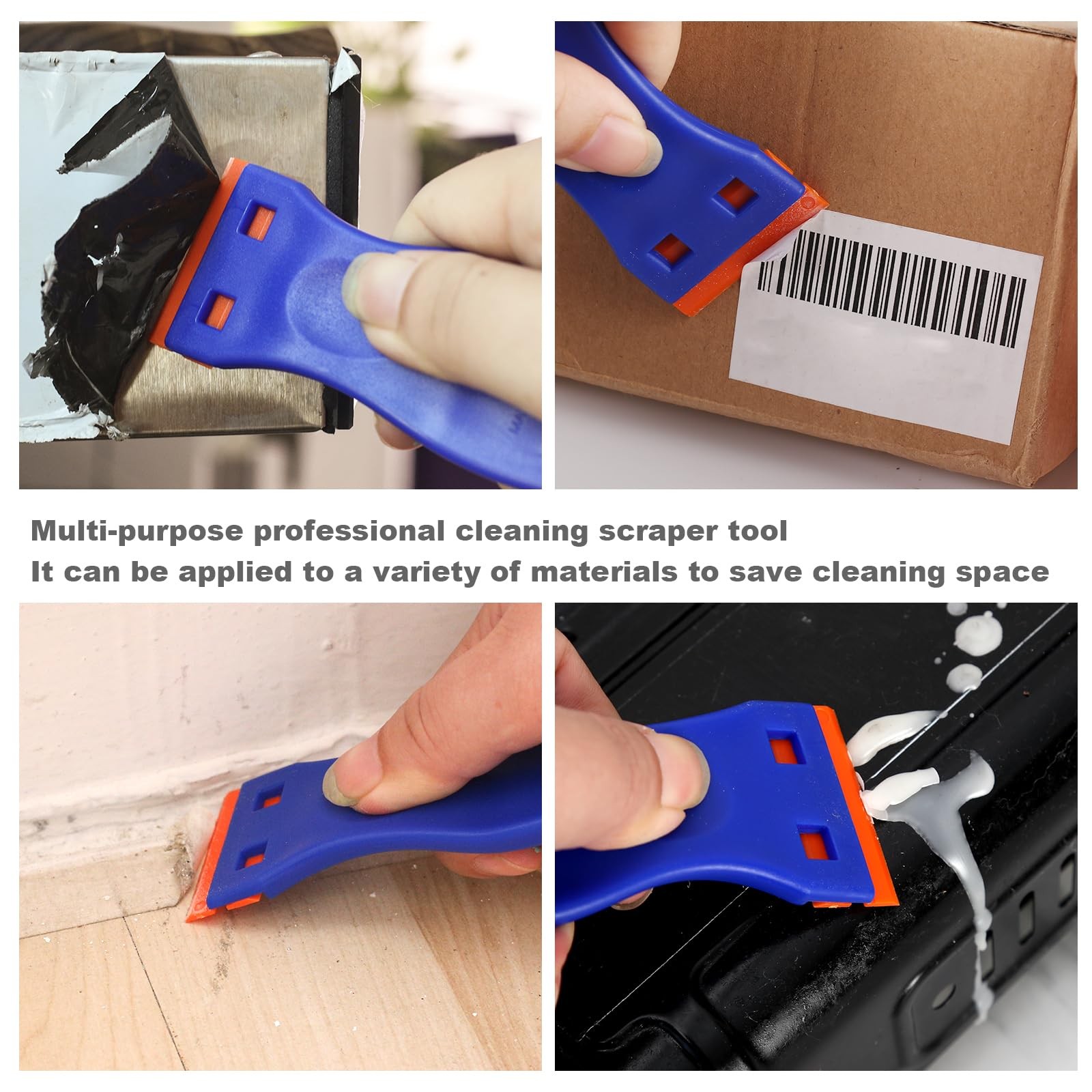 JVSEYTE 4 PCS Plastic Razor Blade Scraper and 120 Blue