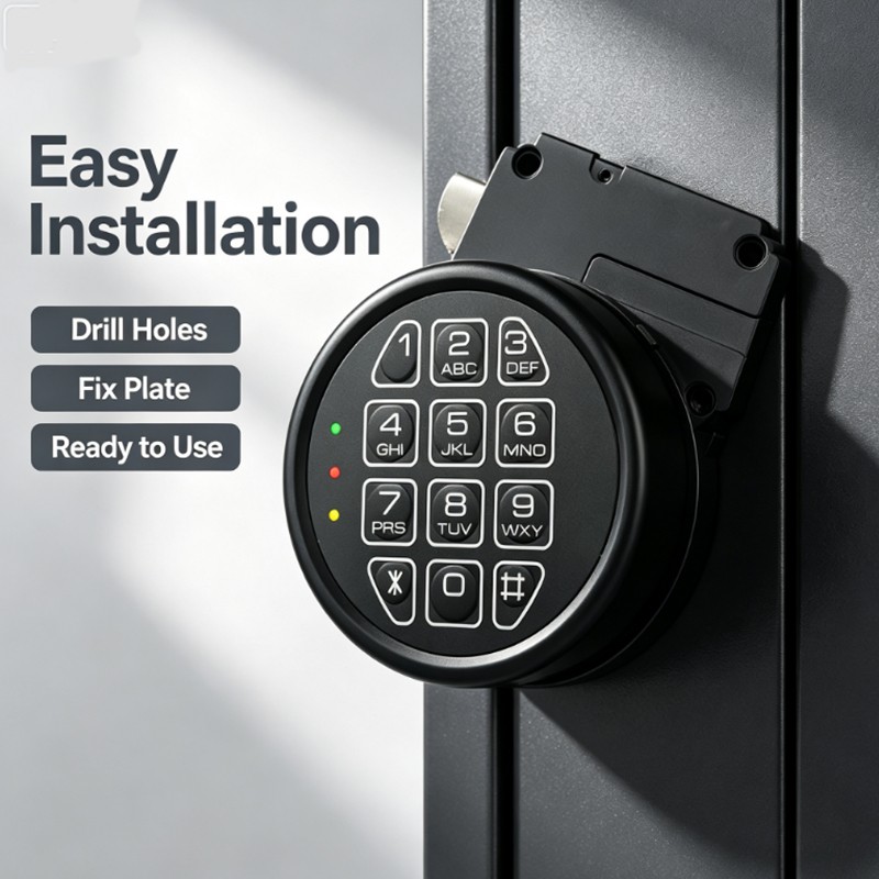 Electronic Gun Safe Lock Replacement, Zinc Alloy Black Keypad Gun Safe Lock
