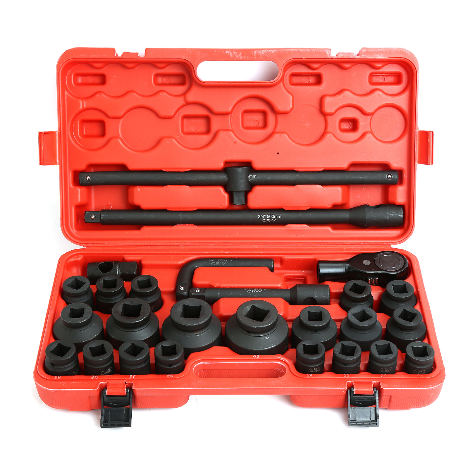 3/4" Dr Metric Impact Socket Set 21mm to 65mm 27PC Shallow Assortment Socket Set