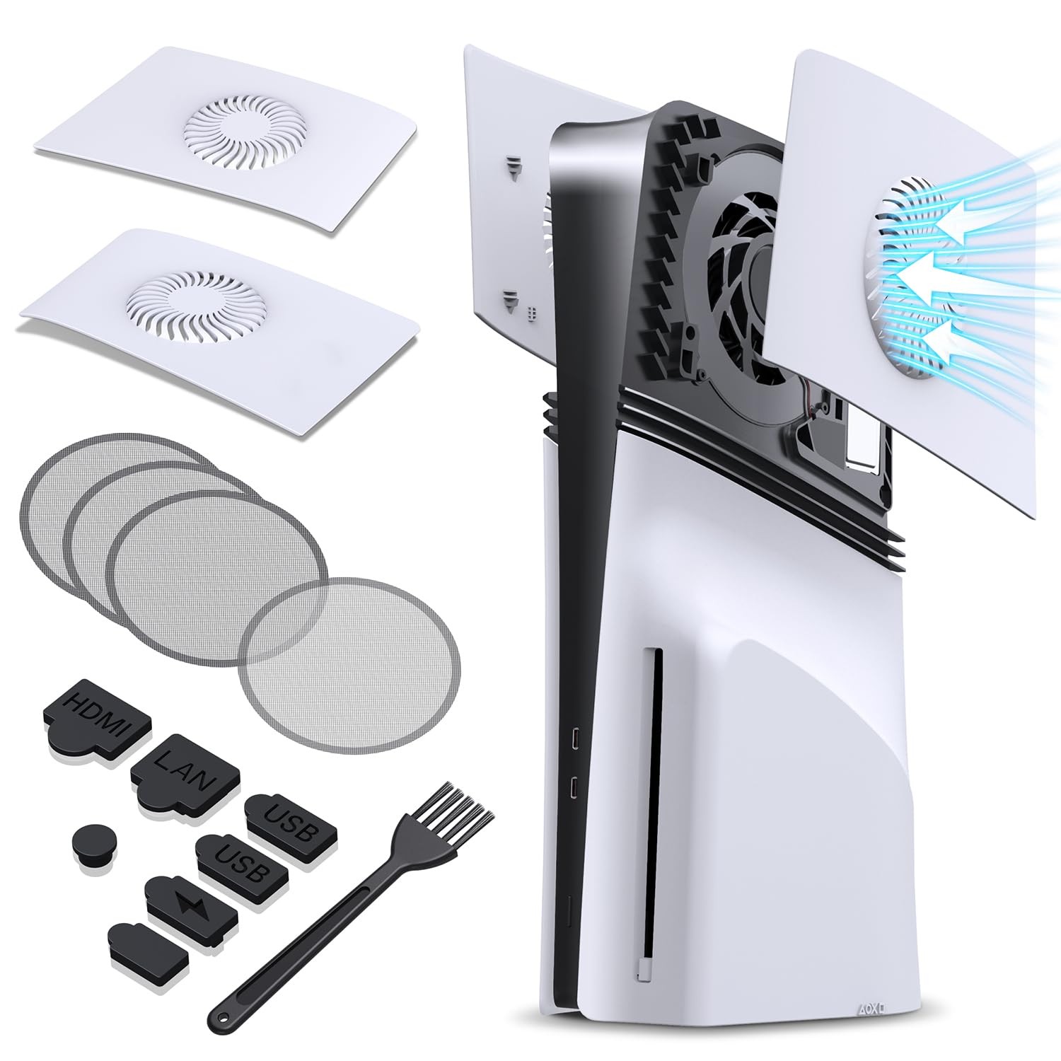 PS5 Pro Cooling & Dustproof Kit | Ventilated Faceplates + Air Filter + Dust P...