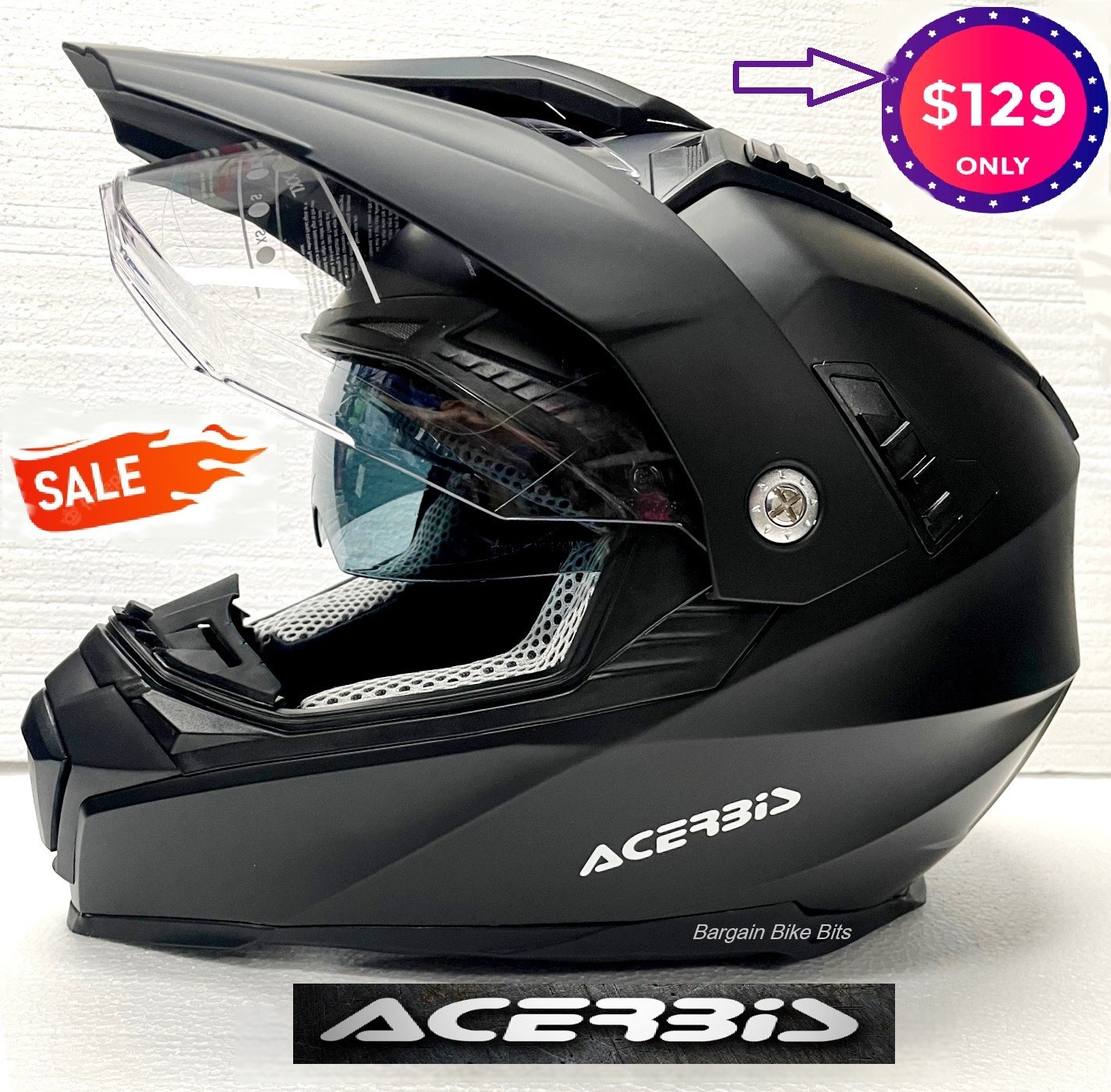 ACERBIS Road/ Off Road/Adventure Motorcycle Helmet Matt black NEW ATV Dirt Bike