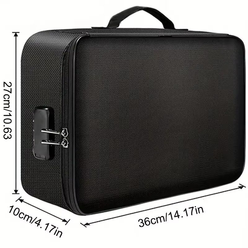 3-Layer Fireproof Document Box with Lock File Storage Box Waterproof Safe Bag US