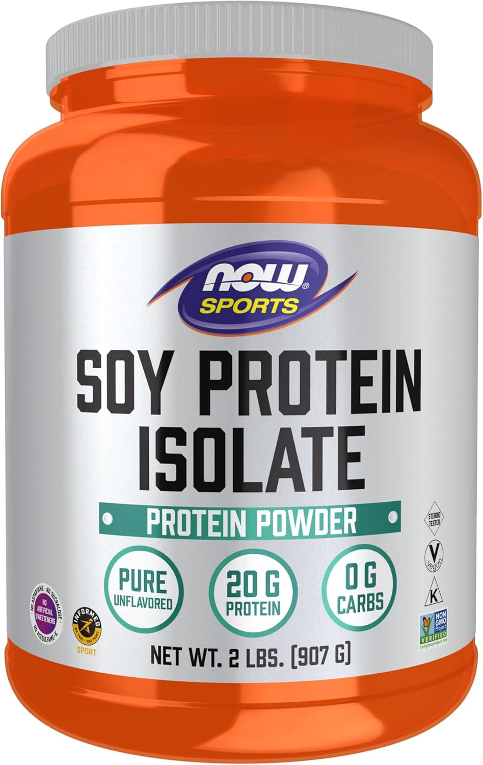 Sports Nutrition, Soy Protein Isolate 20 G, 0 Carbs, Unflavored Powder, 2-Pound