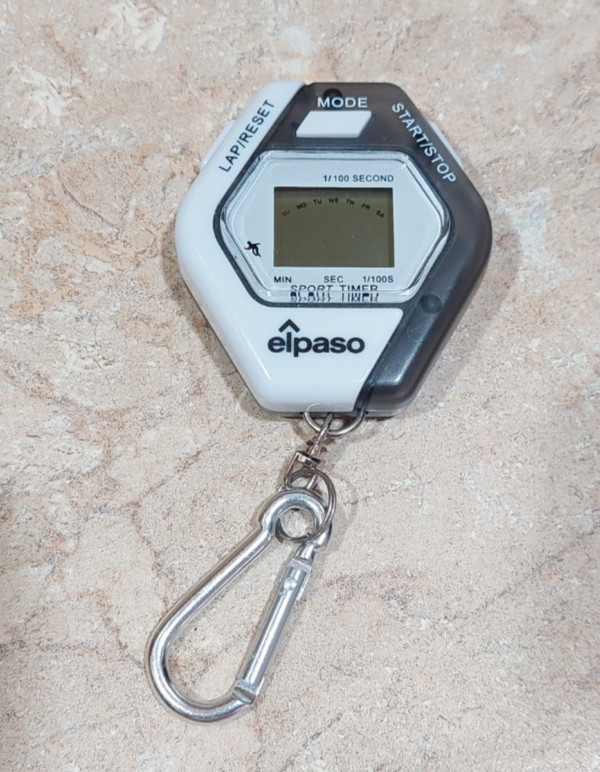 Elpaso Sport Timer LAP Time Reset Start Stop 1/100 Second Battery Powered LR44