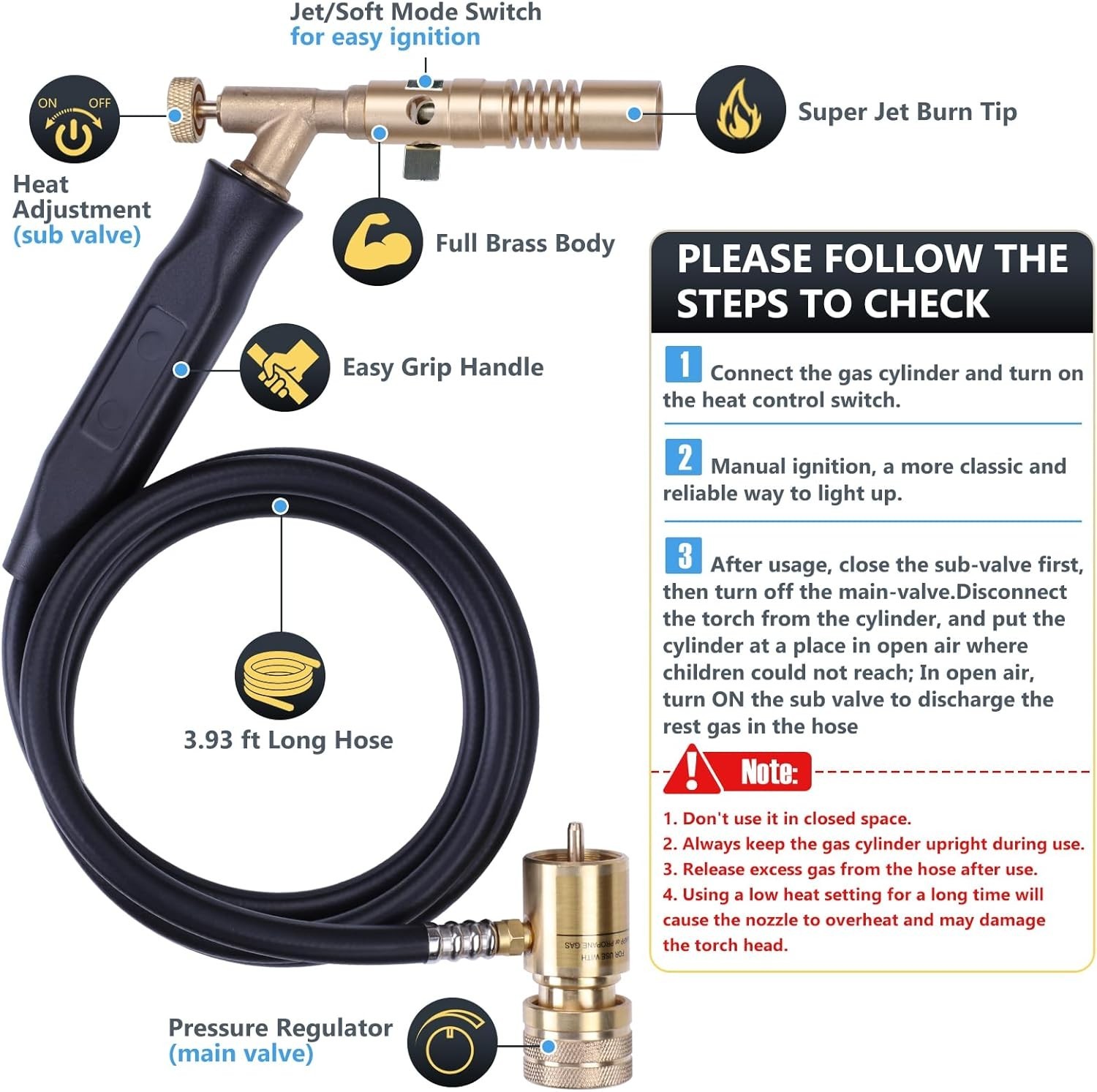 High-Temperature Propane Torch Kit - Ideal for HVAC, Plumbing & DIY Projects