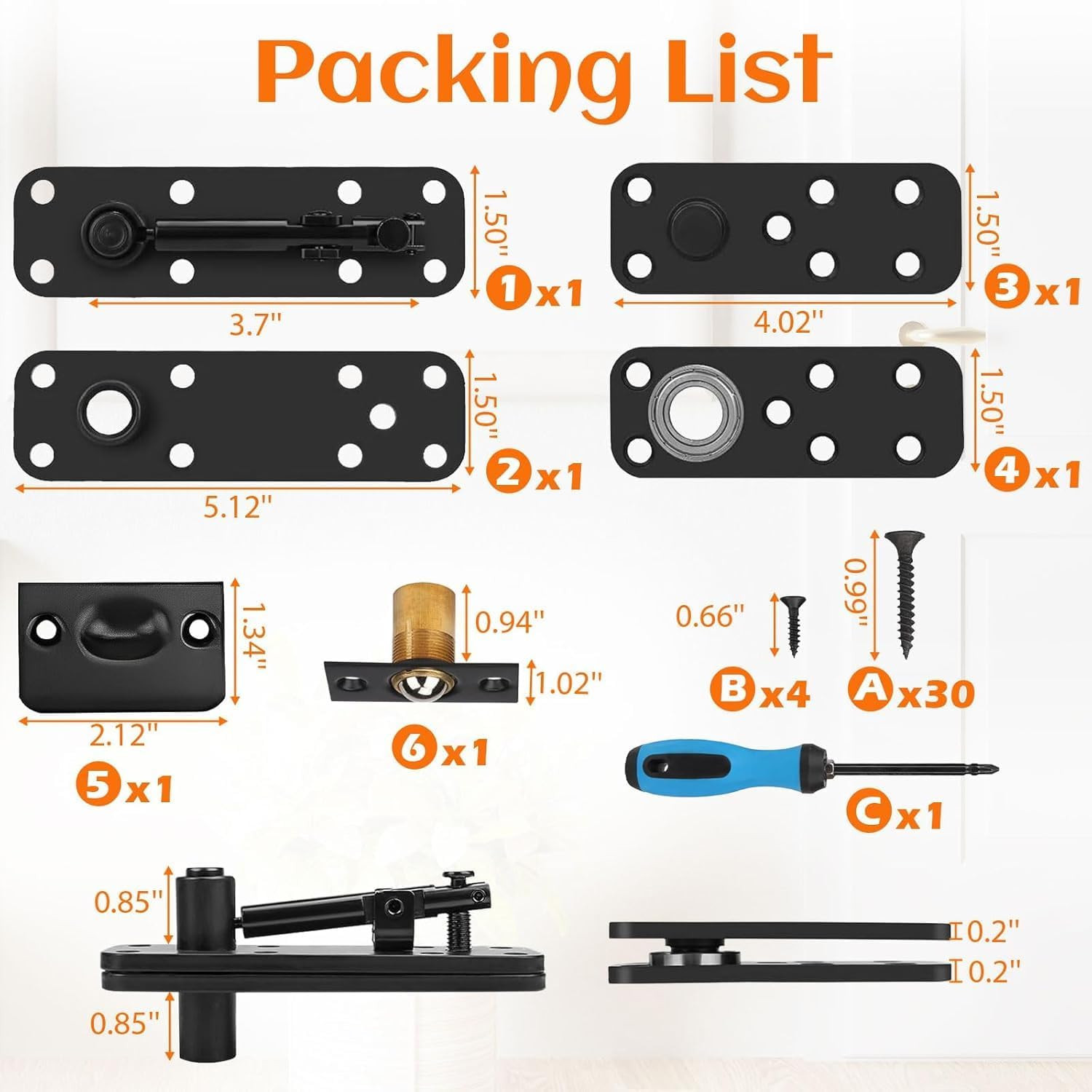 Hidden Door Hinge, 570LBS Load-Bearing Thickened Solid Alloy Steel - 360° Rotati