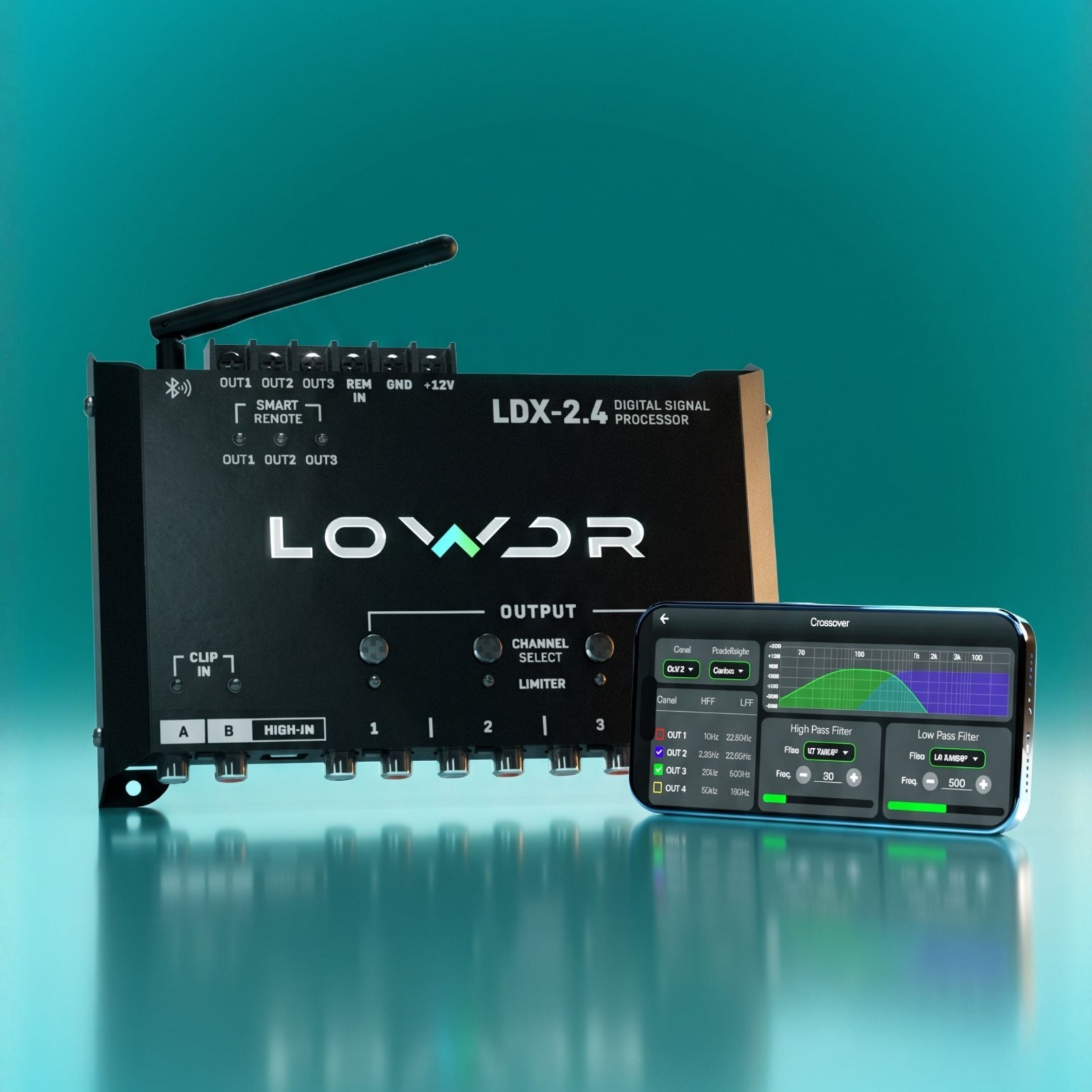 Lowdr LDX 2.4 BT DSP Car Audio Processor 2 In & 4 Out High & RCA App Controled
