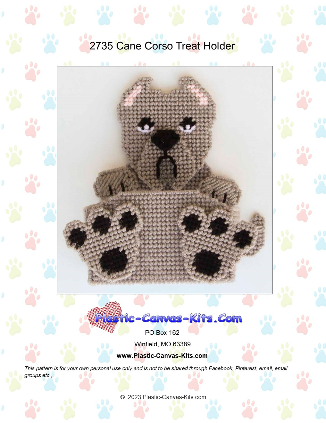 Cane Corso Treat Holder- Plastic Canvas Pattern or Kit