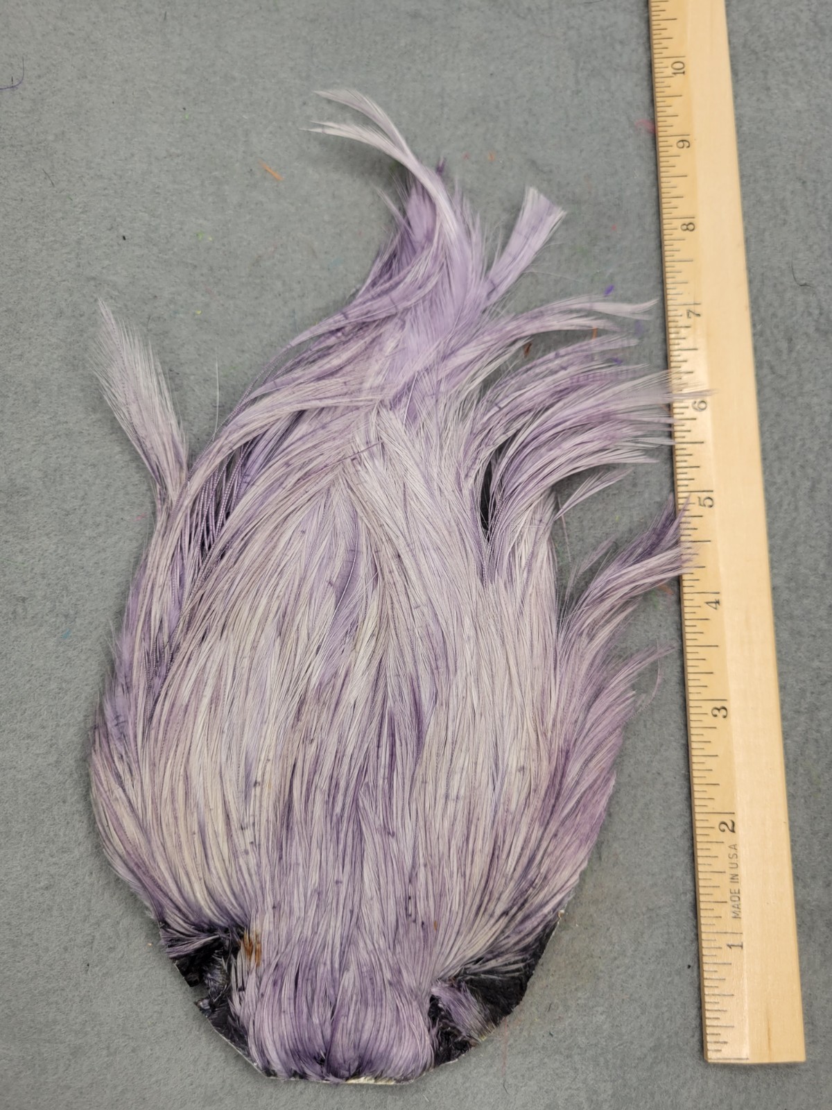 Lot 343, Grade B, DYED BLUE DUN India Rooster Streamer Neck Cape Feathers