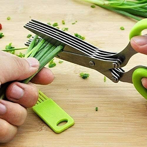 Multi-Functional Stainless Steel Kitchen Knives 5 Layers Scissors Cut Herb Spice