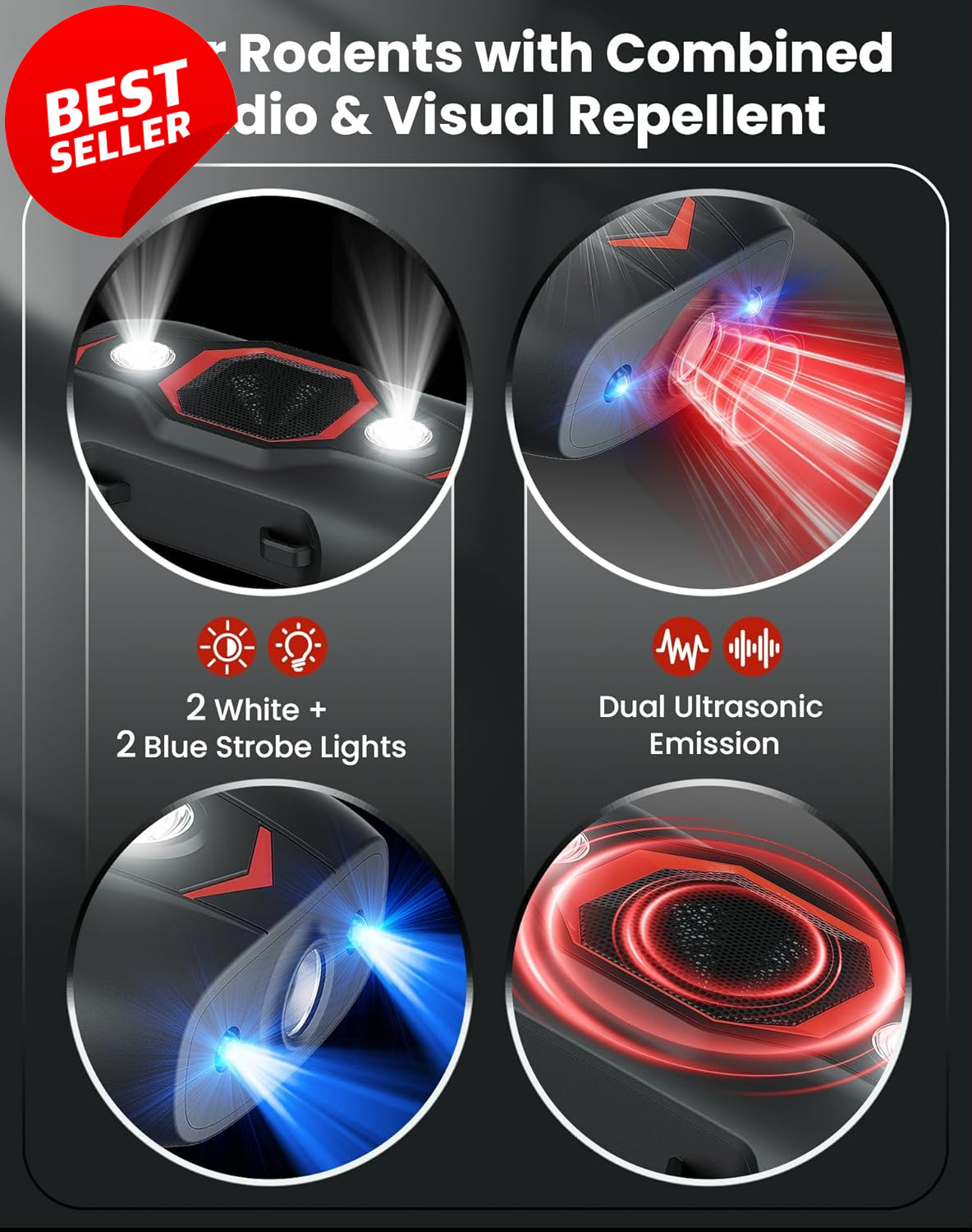 Ultrasonic Rodent Repellent Car Engine USB LED Mouse Rat Deterrent 2 Pack - US