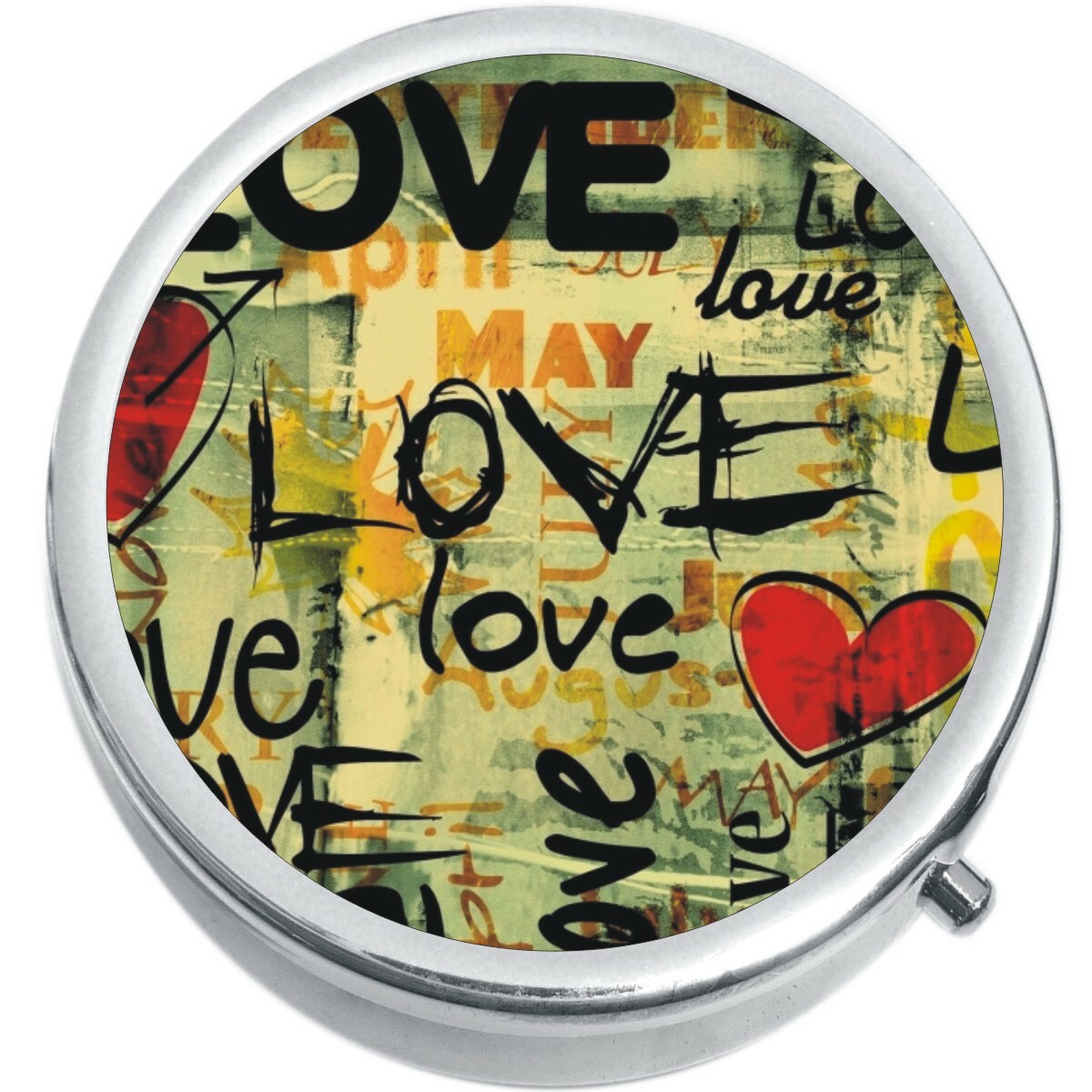 Love Hearts Medicine Vitamin Compact Pill Box