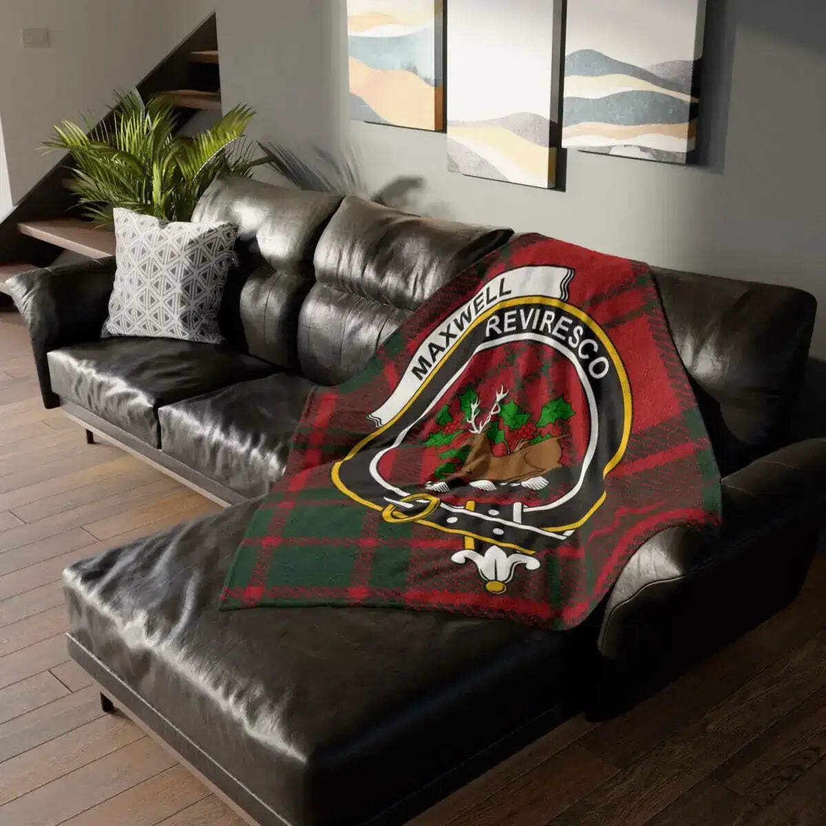 Maxwell Clan Crest Tartan Throw Blanket