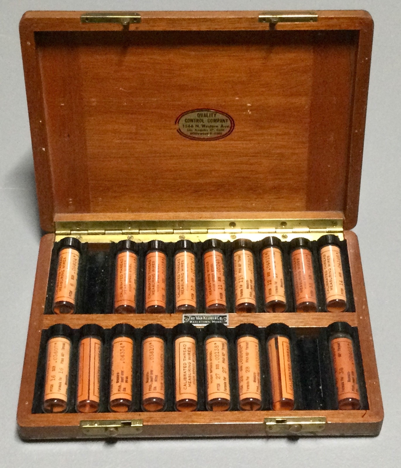 Antique Van Keuren Company Wire Gage Measuring Set in Wood Case ~1940s