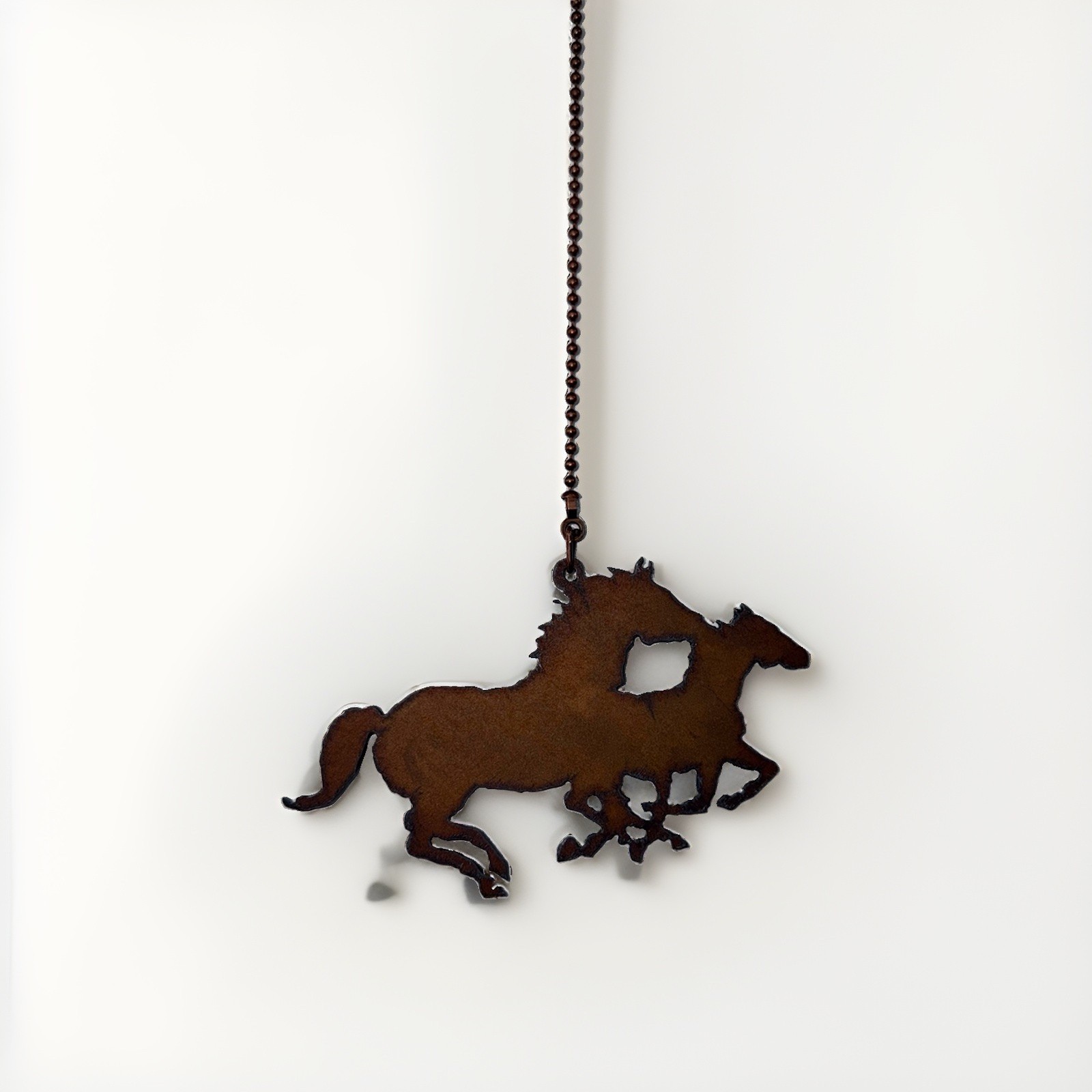 Rustic Metal Horse Fan / Light Pull Chain Ornament Western Metal Southwest Decor