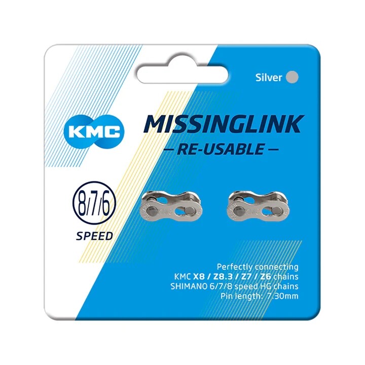 KMC Multispeed Bicycle Master Link 6 Speed, 7 & 8 Speed Quick Connect Chrome 2Pc