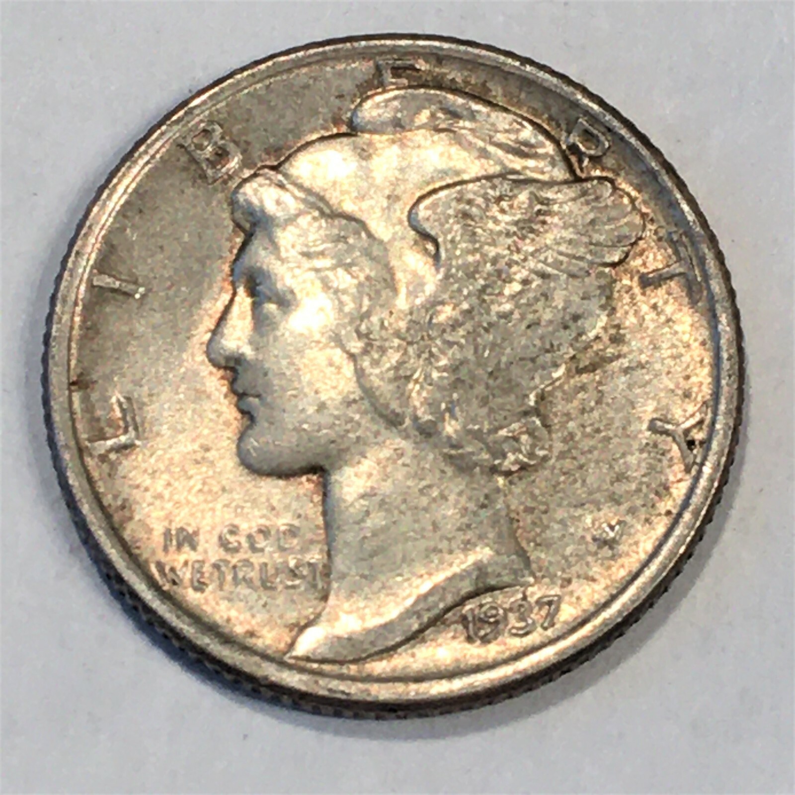 1937 Silver Mercury Silver Dime - High Quality Scans #L853