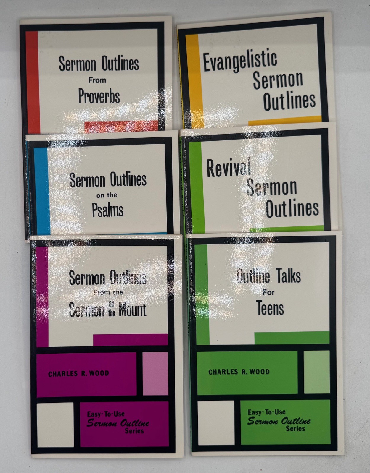 Lot 6 Charles R Wood Easy-To-Use Sermon Outline Series Christian Ministry PB Boo