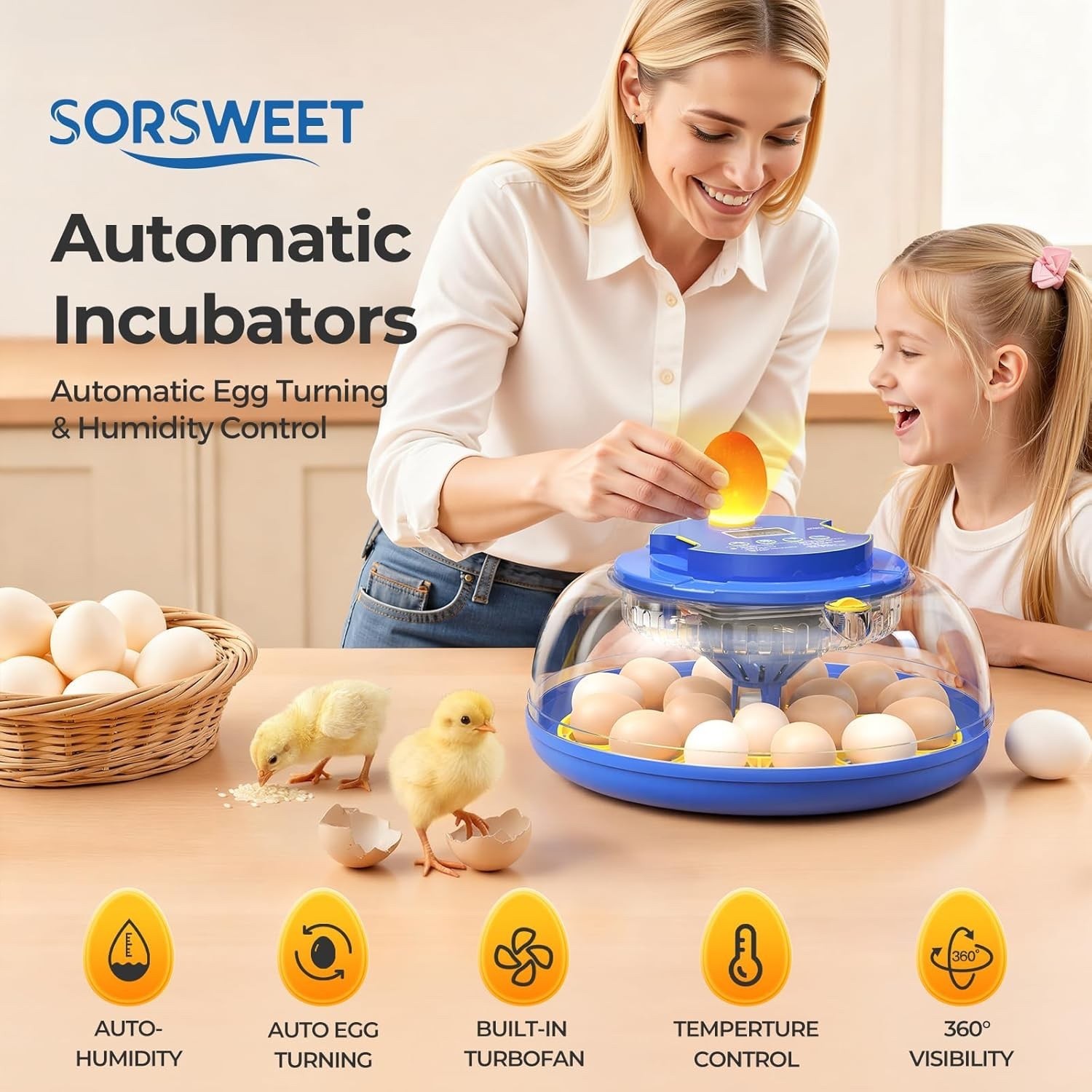 Incubators for Hatching Eggs w/Auto Egg Turning Humidity Temp Control 18 Eggs