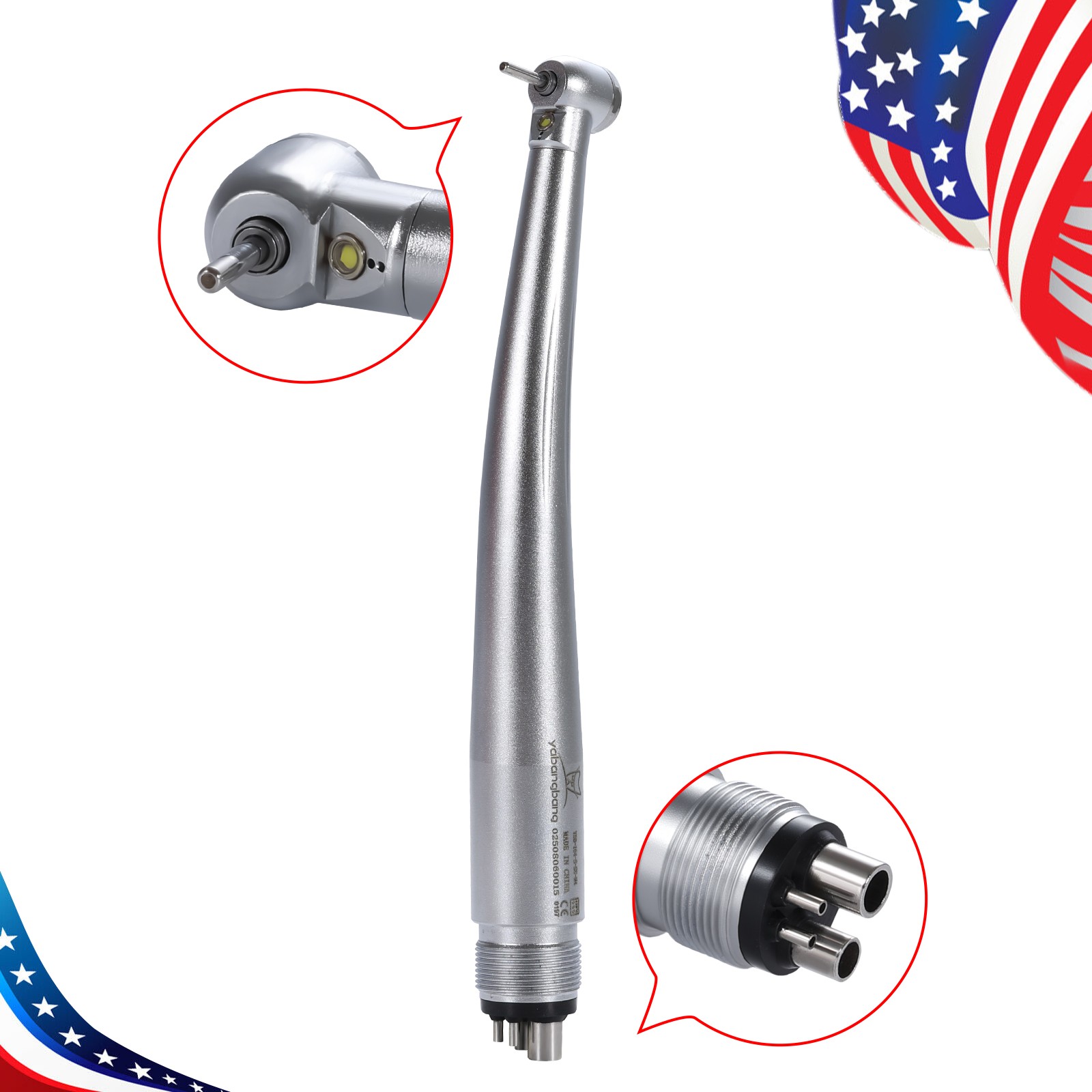 LED Dental High Fast Speed Handpiece Pediatric Push Button Mini Small Head 4HOLE